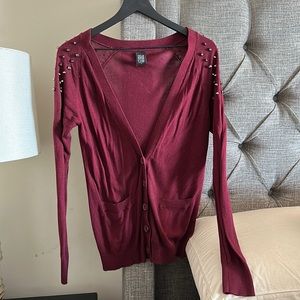 Burgundy red wine Nollie cardigan studded